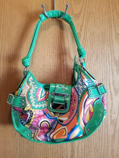 Linear Womens Purse Green Paisley Floral HANDBAG Pink Green Blue Yellow Orange