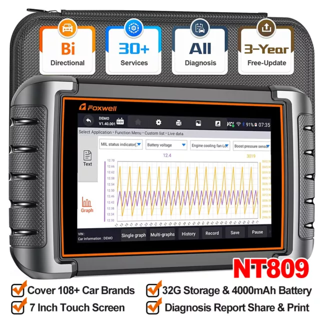 FOXWELL NT809 PRO Profi KFZ Diagnosegerät OBD2 Scanner ALLE SYSTEM Active Test