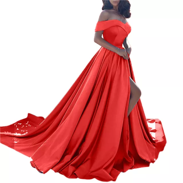 Prom Dress Strapless High Slit Off Shoulder High Slit Dress Elegant