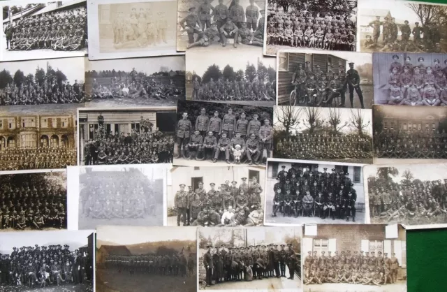 Collection 24 WW1 Military Real Photograph Postcards British Army Soldier Groups