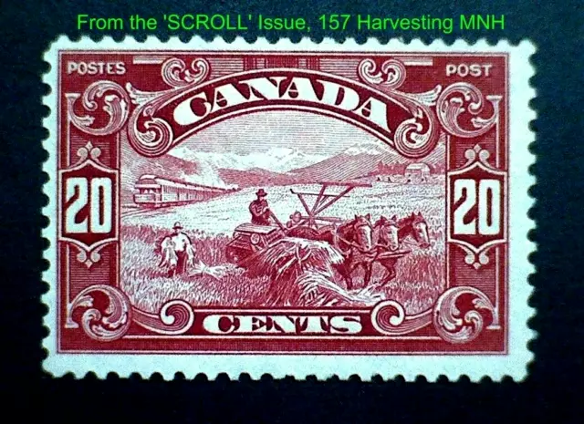 Canada Scott #157 MINT NH King George V (1929) SCROLL Issue 20c Harvesting