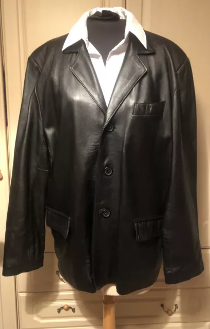 MDK MAJOR DESIGN Korporation mens black leather Blazer jacket Size