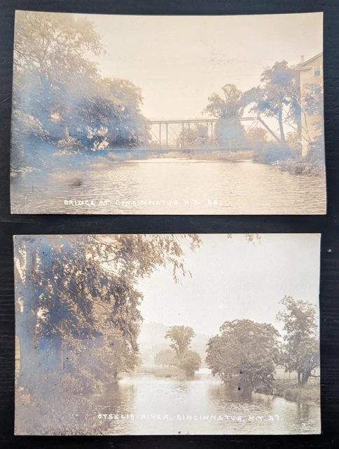 RPPC Otselic River Cinncinatus New York Cortland County Two Real Photo Postcards