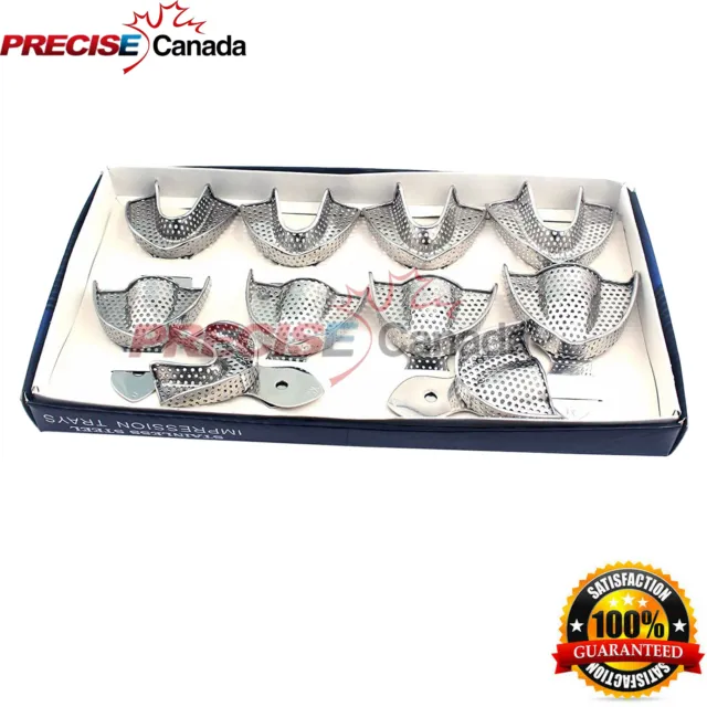 Dental Stainless Steel Perforated Regular Impression Trays Set of 10