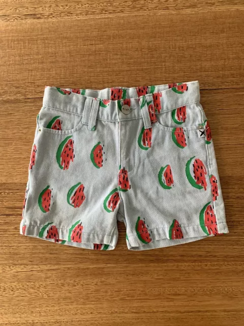 Minti Girls Denim shorts - Watermelon print 🍉 - Size 6-7