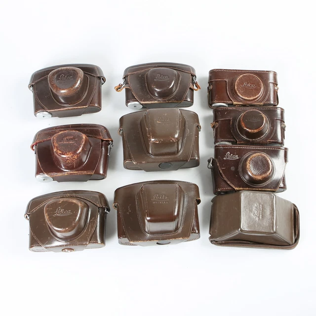 lot of 10 Vintage Leica Leather Camera Cases - Screw Mount, M, R - Untested