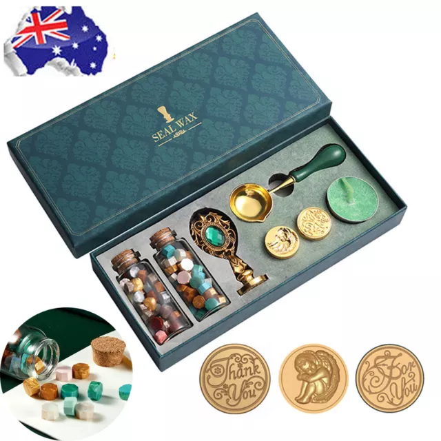 Vintage Custom Stamps Wax Seal Box Kit Spoon Set Sealing Bead Kits For Gifts