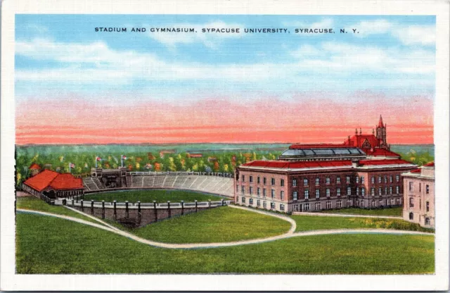 Archbold Stadium, Gymnasium, Syracuse University New York- c1930s Linen Postcard