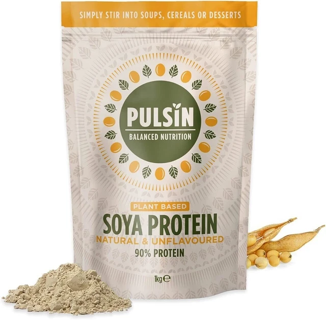 Polvo de proteína de soja sin sabor PULSIN 90% / vegano sin gluten 1 kg BBE 08/2023