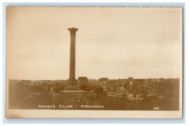 c1920's Bird's Eye View Of Pompey's Pillar Alexandria Egypt RPPC Photo Postcard