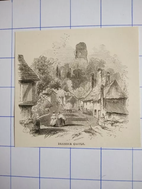 Bramber castle houses buildings Street cart people  England  illustration 1891