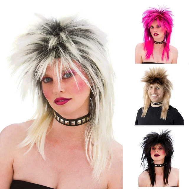 80s Glam Rocker Wig Spiky Mullet Big Hair Punk Bowie Slade 70s Fancy Dress