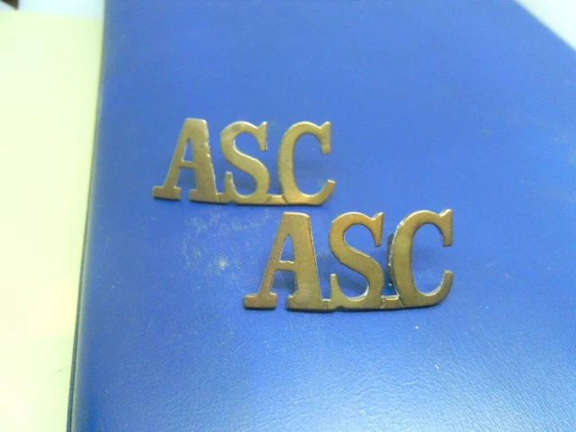 2 X SHOULDER title badges: Army Service Corps (ASC) Hex lugs (Westlake ...