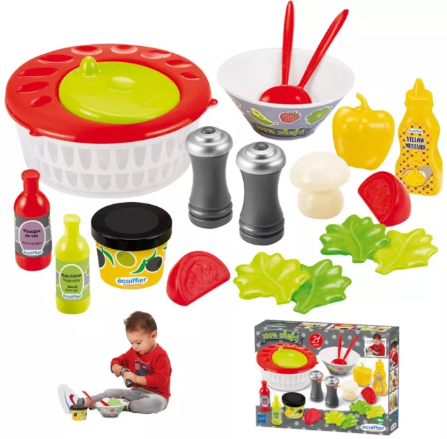Salat-Set mit Salatschleuder für Kinderküche Lebensmittel Spielzeug Spielküche