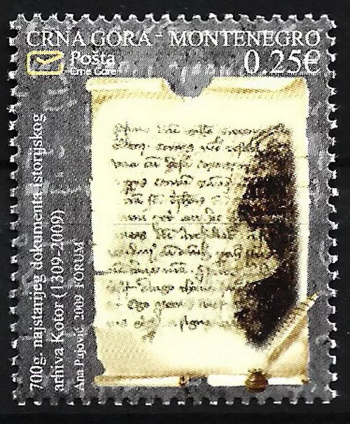 Montenegro - 700 Jahre alte lateinische Urkunde postfrisch 2009 Mi. 223
