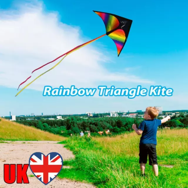 Big Triangle Kite Easy To Fly Colorful Flight Kite with Wire Board Children Gift