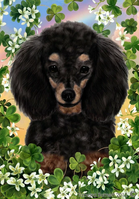 Clover Garden Flag - Black and Tan Poodle