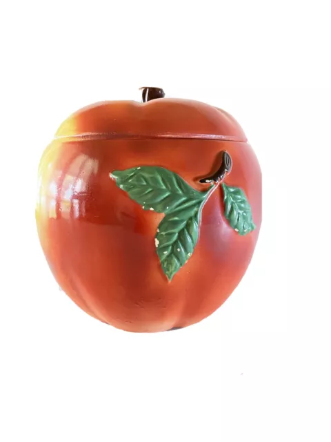 Early Made in Japan Art Pottery Apple Peach Cookie Jar Biscuit Jar