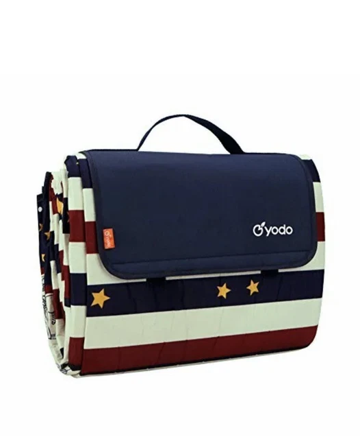 Yodo Picnic Blanket Navy Red Stripes Stars Outdoor Travel