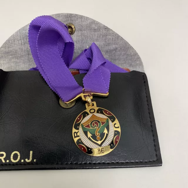 Vintage Royal Order Of Jesters Roj Shriners Medal Ribbon & Case Masonic Enamel
