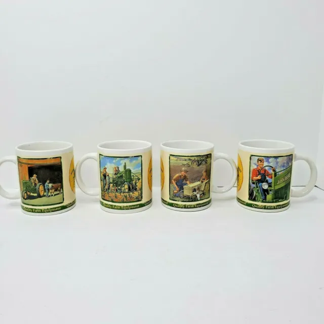 John Deere 2005 Collector Series Coffee Cup Mug #31451 Set of 4  Farm Scenes