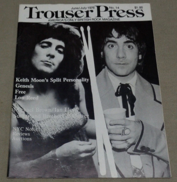 Vintage June/July 1976 Trouser Press #14 British Rock Magazine Keith Moon Cover