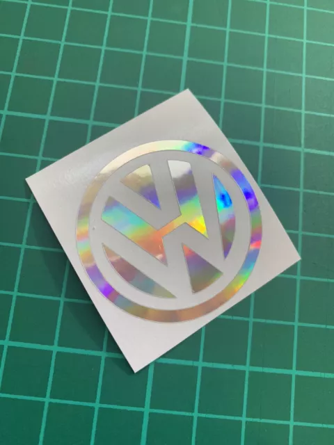 SILVER HOLOGRAPHIC OIL Slick VW Volkswagen Badge Sticker Decal Modified gti  X 1 £2.10 - PicClick UK