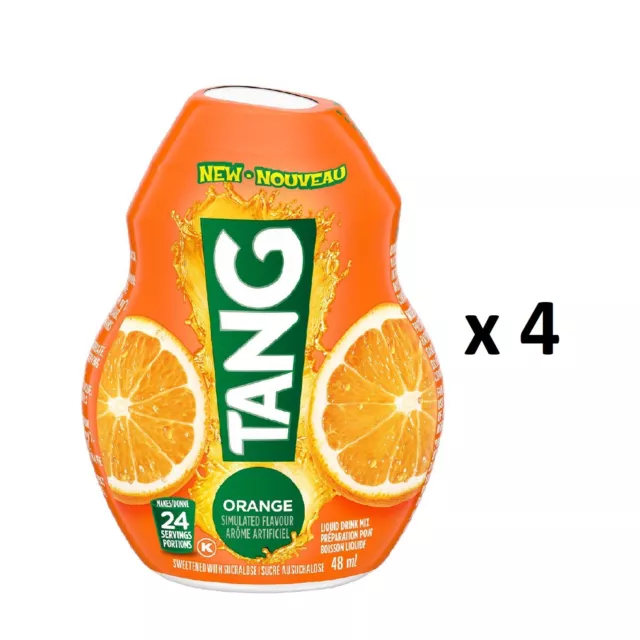 Tang Tang Orange Liquid Concentrate Drink Mix with Vitamin C (1.62 fl oz  Bottle) 4 Pack