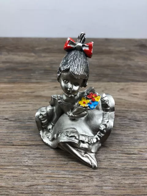 PELTRO CESELLATO A MANO 4.5 Pewter Figurine Acrylic Base Young Couple in  Love