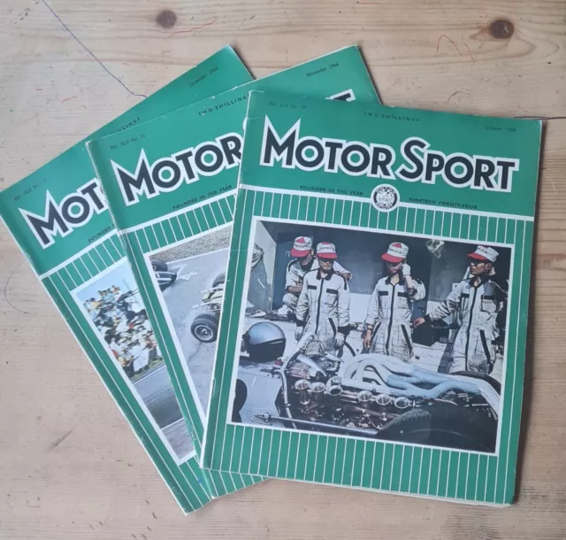 3x Riviste Vintage MOTOR SPORT OTTOBRE, NOVEMBRE, DICEMBRE 1966