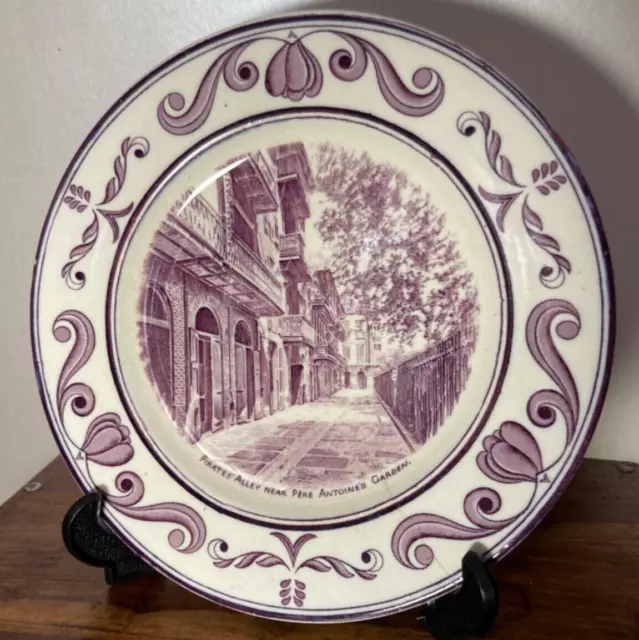 Crown Ducal Scenes of New Orleans Pirates Alley early 1900's plate Coleman adler