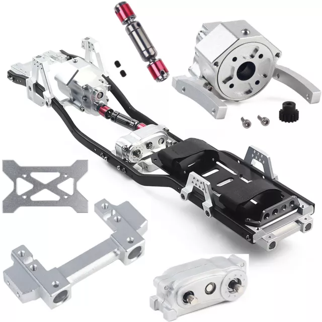 313mm Wheelbase Metal Chassis Frame Prefixal Gearbox for 1/10 RC SCX10 II 90046