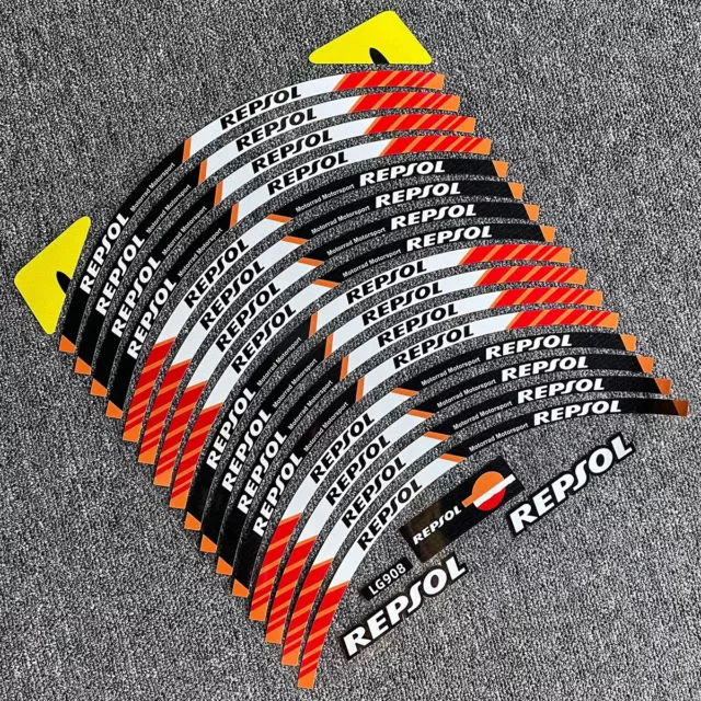 17" Strips Wheel Stickers Reflective Rim Tape Motorbike Decals for Honda Repsol