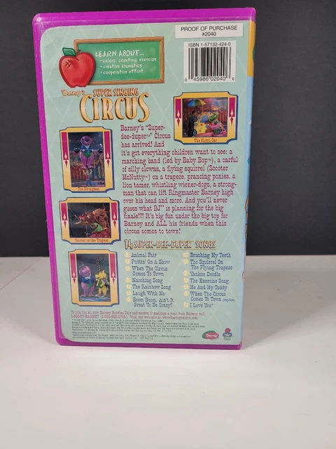 Barney Super Singing Circus Vhs 2000 Clamshell Purple Rare Htf 14 Barney Super Singing Circus Vhs 2000 Clamshell Purple Rare Htf 14
