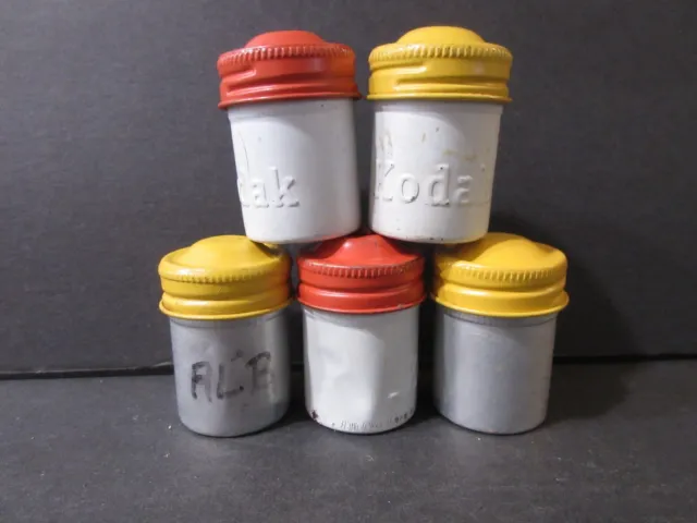 Lot Of 5 Vintage 35Mm Film Metal Empty Canisters - Two Are Kodak