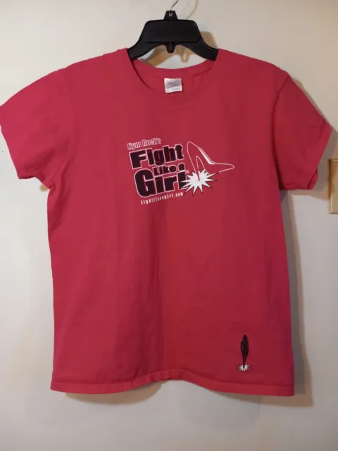 Kym Rock's Fight Like a Girl T-shirt Pink Sz L Gildan Ultra Cotton HOT PINK