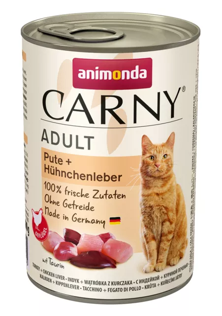 Animonda Carny Adulte Dinde + Hühnchenleber 6x 400 G Nourriture pour Chat Humide