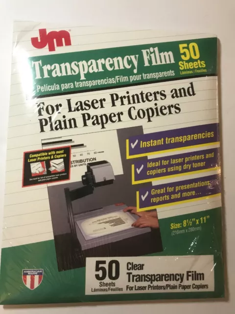 JM Brand Transparency Film 50 Sheets For Laser And Plain Paper Copiers Sealed