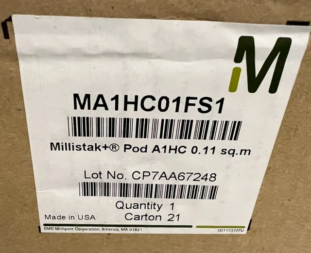 Millipore MA1HC01FS1 Millistak+ Pod A1HC 0.11 sq m Millipore MA1HC01FS1 Millistak+ Pod A1HC 0.11 sq m