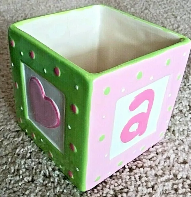 Burton+Burton Baby Nursery Alphabet Block Ceramic ABC Polka Dot Vase Pink/Green
