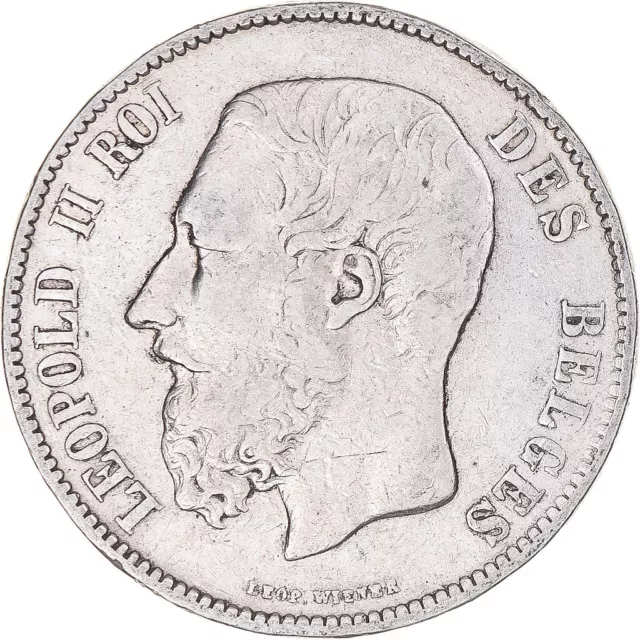 [#374514] Monnaie, Belgique, Leopold II, 5 Francs, 5 Frank, 1870, Bruxelles, TB,