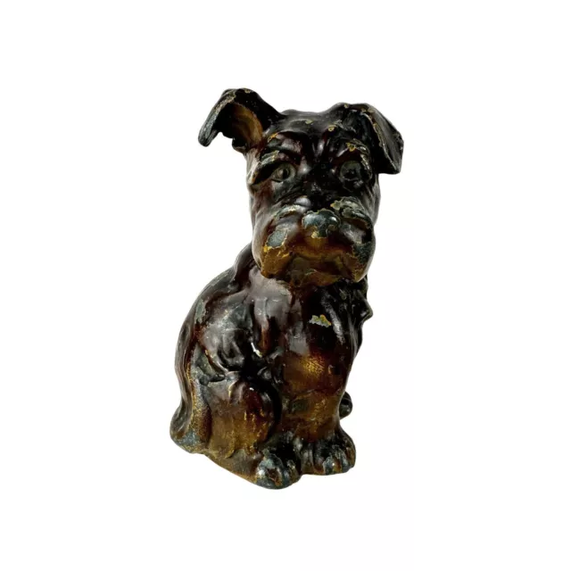 Antique/Vtg Cast Iron Terrier Dog Paperweight Figurine Rare