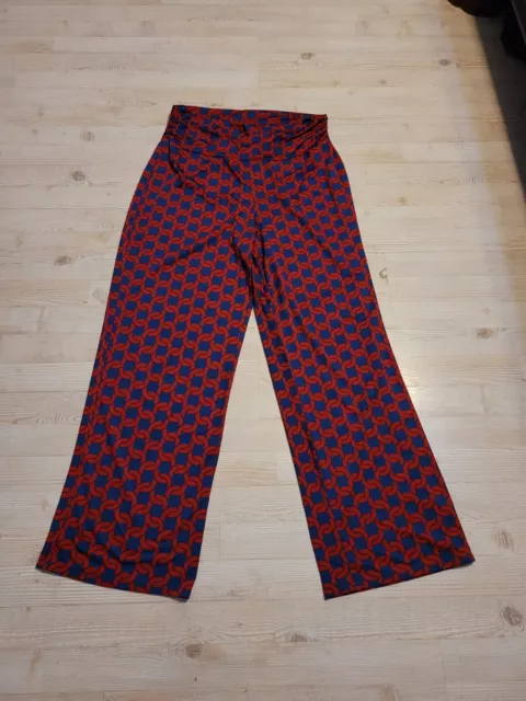 Mudpie Large Pants Womens Red & Blue Harlow Palazzo Wide Leg