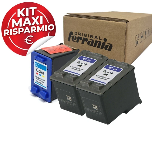 3 Cartucce HP56XL Nero HP57XL CO per Officejet 4250,5510,6110 Deskjet 5150,5550