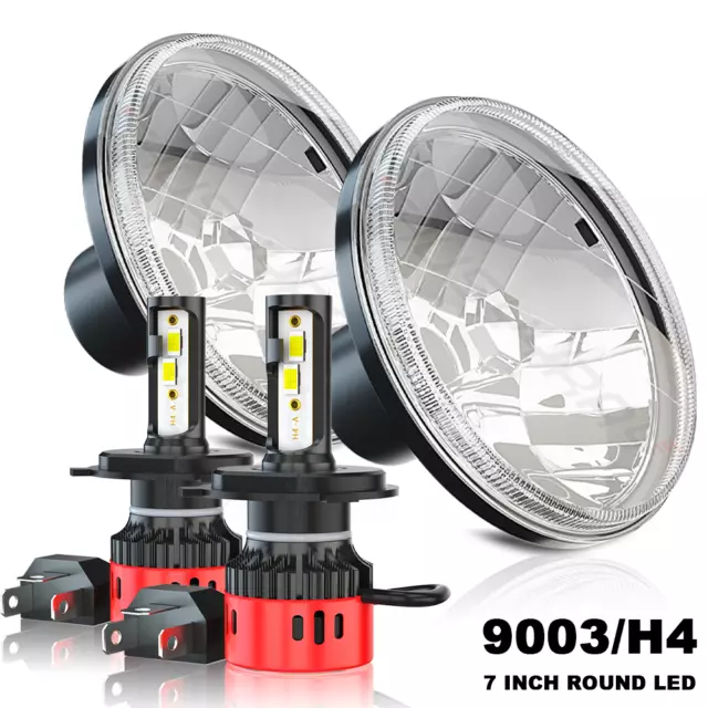 for MG MGB 1969-1981 Pair DOT 7 inch Round LED Headlights High Low Beam