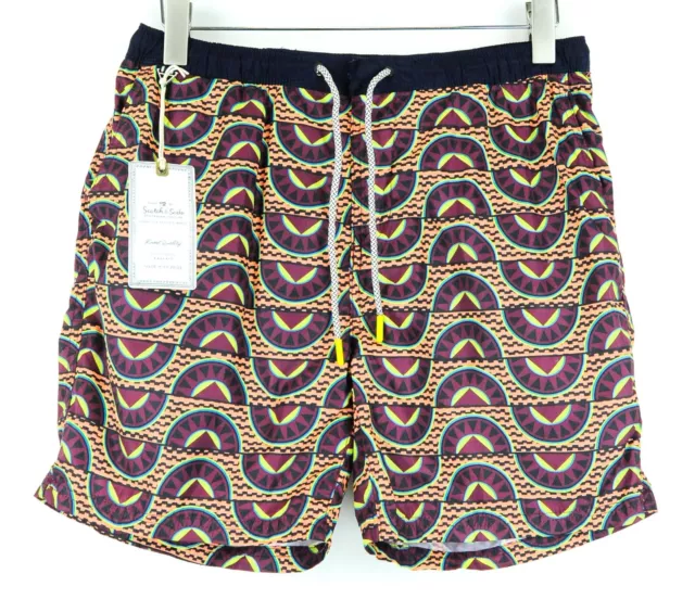 SCOTCH & SODA Ams Couture ~W32 Men Swimwear Purple Orange Pattern Summer Trunks