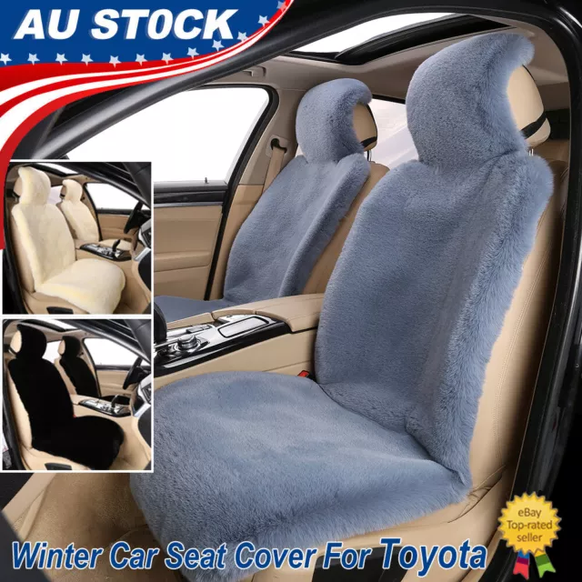 Faux Sheepskin Car Seat Covers 2pcs Front Cushion Wool Warm Protector For Toyota