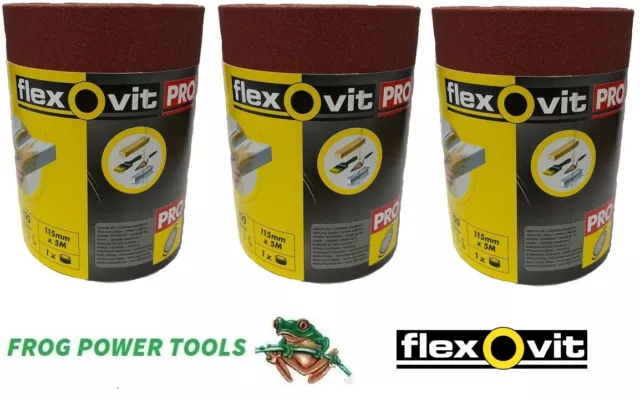 Flexovit PRO Sanding Roll 115mm x 5m 60 Grit 3  X ROLLS High Performance