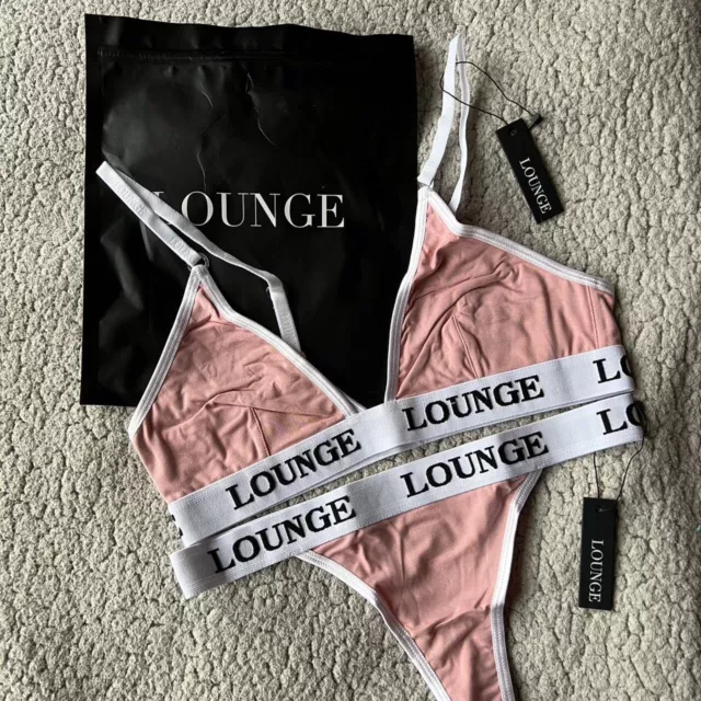 LOUNGE UNDERWEAR PINK Bamboo Triangle Bra & Thong Set. Lounge