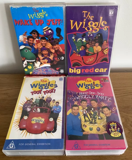 The Wiggles VHS x 4 Video Tapes Wake up Jeff/Wiggly Party/ Big Red Car/Toot Toot 2